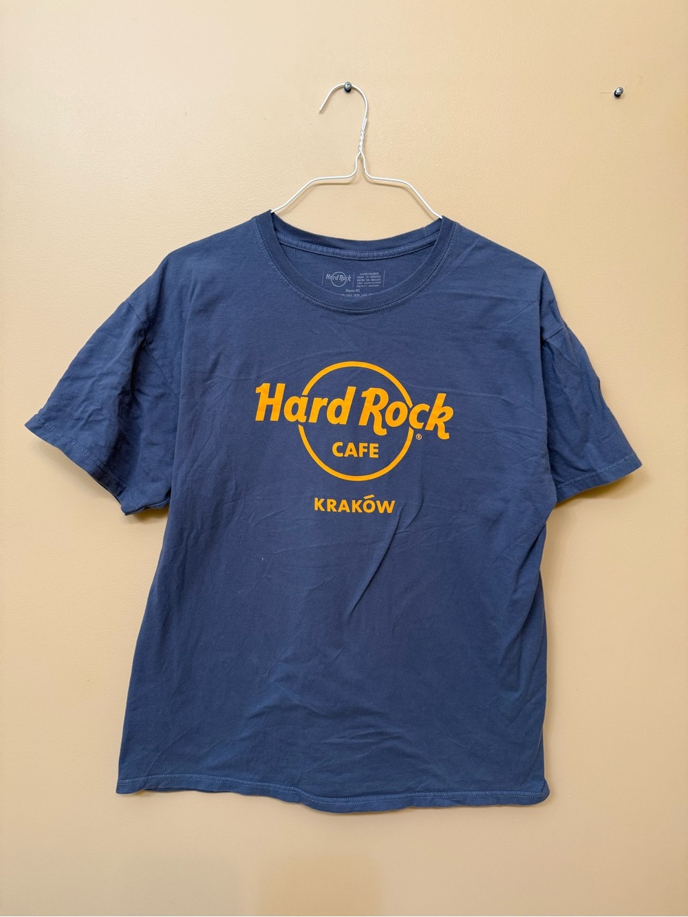 Hard Rock Cafe Navy Blue T-Shirt with Yellow Logo - Kraków